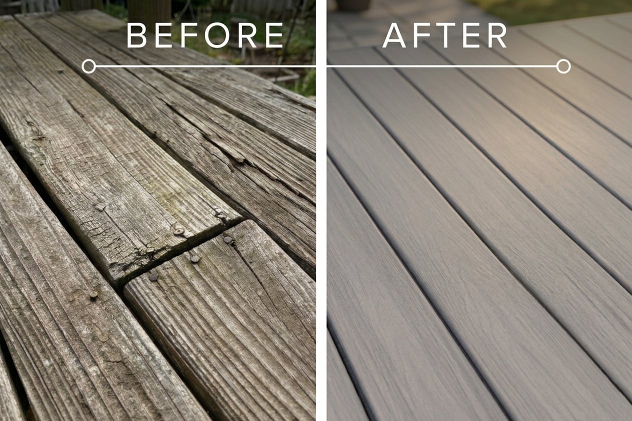Before and After Deck Repair Cincinnati